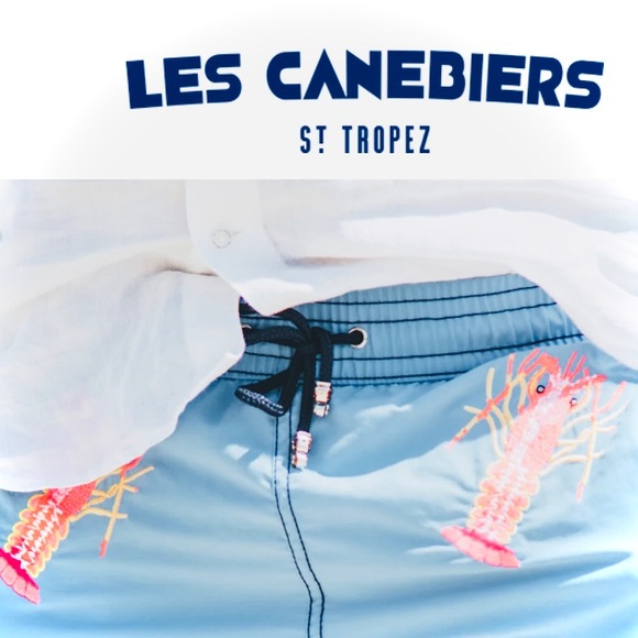 LES CANEBIERS | XS/S | All Over Lobster Light Blue Menβs Swimtrunks Boardshorts - Picture 16 of 16